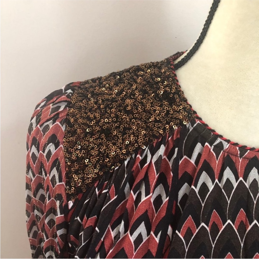 Anthropologie Bl^nk Sequin Sheer Blouse Size S Elevated Workwear